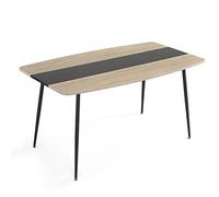 Mondeer Table à Manger, Table de Cuisine avec Patins Antidérapants Ajustables Moderne pour 4-6 Personnes, Salle à Manger, Cuisine et Salon, W150 x H76,5 x D85 cm, Chêne