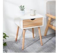 Mondeer table de chevet avec 1 tiroir,nordique,pour chambre,salon, 40x40x56 cm,blanc et chêne