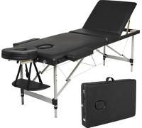 Mondeer Table de massage 3 zones avec châssis en aluminium Table de massage mobile 198 x 60 cm jusqu'à 250kg Noir