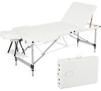 Mondeer Table de massage 3 zones Table de massage mobile 198 x 60 cm jusqu'à 250 kg Blanc