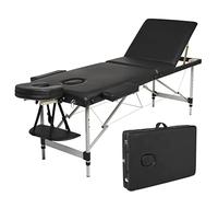 Mondeer Table de Massage Pliante, Lit Cosmétique Pliante Aluminium Professionnel, Lit de Massage Portable, avec Housse de Transport,3 Zone, Noir