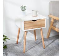 Mondeer Table de nuit avec tiroir Commode de nuit Armoire d'appoint Armoire de consigne style scandinave blanc+chêne