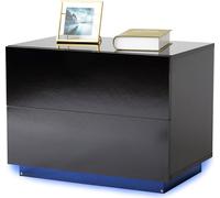 Mondeer Table de nuit LED Table de nuit avec 2 tiroirs et 1 prise USB Table de nuit brillante 60 x 39 x 40cm noir