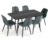 Mondeer Table de salle à manger avec 6 chaises Pieds en métal Salle à manger Groupe de repas