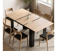 Mondeer Table de salle à manger extensible 120-160 cm, table de cuisine | Table extensible avec base cannelée, rangement caché, table rectangulaire moderne pour petit espace
