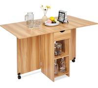 Mondeer Table de salle à manger Table de cuisine pliante avec un tiroir et deux consoles de stockage Table de salle à manger Table basse avec pieds réglables