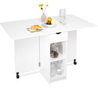 Mondeer Table de salle à manger Table de cuisine pliante avec un tiroir et deux consoles de stockage Table de salle à manger Table basse avec pieds réglables