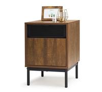 Mondeer Tables de Chevet, Table d'Appoint avec Porte et Pieds en Métal, Grand Espace de Rangement et Cloison Amovible, pour Chambre à Coucher Salon, 37 x 53 x 40 cm, Marron Rustique et Noir