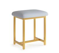Mondeer Tabouret de coiffeuse, Tabouret de pied avec pieds dorés, Blanc, siège de coiffeuse rembourré doux pour chambre à coucher, style moderne, 41 x 30 x 45 cm