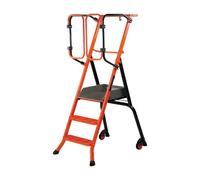 Mondelin - Escabeau sécurisé PIRL Gardia 70 cm avec portillons automatiques - 3 marches moulées en alu - Plateforme 50x45 cm - Revêtement Anti-dérapant - Roues sur Ressort facilite Le déplacement