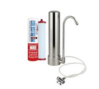 Monderma Filtre à Eau sur Comptoir, Coldstream CTO MAX, Inox 304, 33 cm x 7,5 cm, Capacité 3000L, Installation Robinet, Filtration sans Électricité