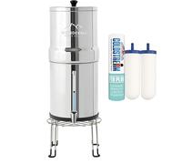 Monderma Water Filters Travel 5.6L - système de Filtration d'eau avec 2 Cartouches filtrantes FTO+ Coldstream, Inclus Robinet avec Vue et Base de rehaussement en INOX 304