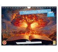 Mondes mystiques - Repousser les limites de l'imagination grâce aux livres (Calendrier mural 2026 DIN A4 horizontal), CALVENDO calendrier mensuel