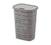Coffre à linge en plastique 55L - Coloris Gris - Fabriqué en France - Panier à linge robuste avec couvercle - 44 x 32,5 x 60,5 cm - Idéal salle de bain, buanderie, chambre - M home by Mazzei Mondex