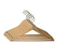 Mondex Cintres M-HOME galbés en bois vernis avec barre et encoches - lot de 6 - 45 cm