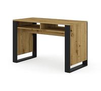 Mondi Bureau à deux étagères, 120 x 55 x 75 cm, pour ordinateur portable, à domicile et bureau, avec deux étagères, chêne artisanal/noir mat