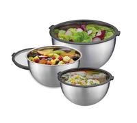 MONDI Saladier inox avec couvercle transparent GEFU - Le lot de 3