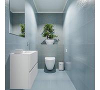 Mondiaz ADA Meuble lave-mains 60x30x50cm avec 1 trou de robinet 2 tiroirs Talc mat Lavabo Lex Centre Solid Surface Blanc FK75341714