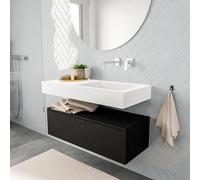 MONDIAZ ALAN 100cm - meuble bas - urban - 1 tiroir - lavabo suspendu - cuve à droite - 0 trous de robinet - talc A45305UBM1M49302TA0