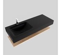 MONDIAZ ALAN 120cm - Ensemble meuble de salle de bains - tablette - chêne blanchi - lavabo suspendu - vasque à gauche - 1 trou de robinet - urban A80106WOA0M49307UB1
