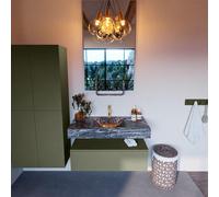 Mondiaz ALAN-DLUX Ensemble de meuble - 100cm - meuble Army mat - 1 tiroir - Lavabo Cloud Lava suspendu - vasque Centre - 1 trou de robinet ADX100Arm1LM1Lav
