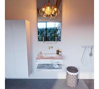 Mondiaz ALAN-DLUX Ensemble de meuble - 70cm - meuble Glace mat - 0 tiroirs - Lavabo Cloud Glace suspendu - vasque Centre - 0 trous de robinet ADX70GlaPLM0Gla