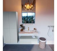 Mondiaz ALAN-DLUX Ensemble de meuble - 90cm - meuble Clay mat - 1 tiroir - Lavabo Cloud Frappe suspendu - vasque Centre - 1 trou de robinet ADX90Cla1LM1Fra