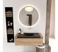 Mondiaz BUKLA Ensemble de meuble - 100x45x34cm - 0 trous de robinet - lavabo centré - solid surface - Urban - sans poignée - 1 tiroir - Mélamine - Chêne blanchi BUKLA10069