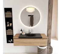 Mondiaz BUKLA Ensemble de meuble - 120x45x34cm - 1 trou de robinet - lavabo centré - solid surface - Urban - sans poignée - 1 tiroir - Mélamine - Chêne blanchi BUKLA10072