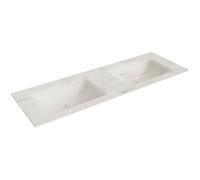 Mondiaz CLOUD Lavabo encastré - 141x1.2x46cm - double - sans trou de robinet - solid surface - Ostra XM352031Ostra