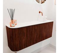 Mondiaz JOYA 101.6cm meuble de salle de bains - arrondi gauche couleur Ruby - Vasque FAYE position droite Sans trou de robinet couleur Talc JY102LR2D0KRubTal