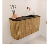 Mondiaz JOYA 71.6cm meuble de salle de bains - arrondi gauche couleur Chêne - Vasque FAYE position Droite Sans trou de robinet couleur Urban JY72LR2D0KOakUrb