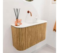 Mondiaz JOYA 73.2cm meuble de salle de bains - arrondis gauche et droite couleur Chêne - Vasque FAYE position Milieu Sans trou de robinet couleur Talc JY74LRM1D0KOakTal