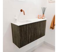 Mondiaz JOYA 81.6cm meuble de salle de bains - arrondi droit couleur Shadow - Vasque FAYE position Gauche Sans trou de robinet couleur Talc. JY82RL2D0KShaTal