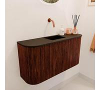 Mondiaz JOYA 83.2cm meuble de salle de bains - arrondi gauche et droite couleur Ruby - Vasque FAYE position Milieu Sans trou de robinet couleur Urban. JY84LRM2D0KRubUrb