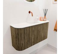 Mondiaz JOYA 83.2cm meuble de salle de bains - arrondis gauche et droite couleur Dusk - Vasque FAYE position Milieu Sans trou de robinet couleur Talc. JY84LRM2D0KDusTal