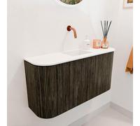 Mondiaz JOYA 83.2cm meuble de salle de bains - arrondis gauche et droite couleur Shadow - Vasque FAYE position Milieu Sans trou de robinet couleur Talc JY84LRM2D0KShaTal