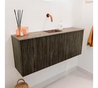 Mondiaz JOYA-DLUX 100cm meuble de salle de bains - couleur Shadow - Vasque FAYE position Milieu Sans trou de robinet couleur Arena. JYDLX100M2D0KShaAre