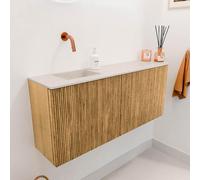 Mondiaz JOYA-DLUX 101.6cm meuble de salle de bains - arrondi droit couleur Chêne - Vasque FAYE position Gauche Sans trou de robinet couleur Meli. JYDLX102RL2D0KOakMel