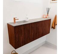 Mondiaz JOYA-DLUX 111.6cm meuble de toilette - arrondi droit couleur Ruby - Vasque FAYE position Gauche 1 trou de robinet couleur Glace. JYDLX112RL2D1KRubGla