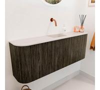 Mondiaz JOYA-DLUX 113.2cm meuble de salle de bains - arrondis gauche et droite couleur Shadow - Vasque FAYE position Milieu Sans trou de robinet couleur Meli. JYDLX114LRM2D0KShaMel