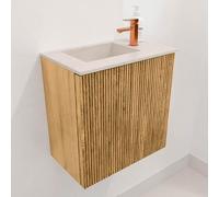 Mondiaz JOYA-DLUX 40cm meuble de toilette - couleur Oak - Vasque FAYE position Gauche 1 trou de robinet couleur Meli. JYDLX40L1D1KOakMel