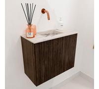 Mondiaz JOYA-DLUX 50cm meuble de toilette - couleur Walnut - Vasque FAYE position Milieu Sans trou de robinet couleur Nata. JYDLX50M1D0KWalNat