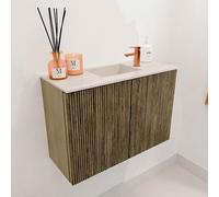 Mondiaz JOYA-DLUX 60cm meuble de salle de bains - couleur Dusk - Vasque FAYE position Milieu 1 trou de robinet couleur Meli. JYDLX60M2D1KDusMel