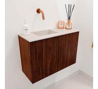 Mondiaz JOYA-DLUX 60cm meuble de salle de bains - couleur Ruby - Vasque FAYE position Gauche Sans trou de robinet couleur Meli. JYDLX60L2D0KRubMel