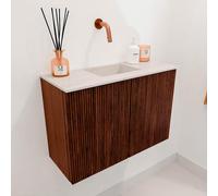 Mondiaz JOYA-DLUX 60cm meuble de salle de bains - couleur Ruby - Vasque FAYE position Milieu Sans trou de robinet couleur Meli. JYDLX60M2D0KRubMel