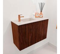 Mondiaz JOYA-DLUX 60cm meuble de toilette - couleur Ruby - Vasque FAYE position Gauche 1 trou de robinet couleur Meli. JYDLX60L2D1KRubMel