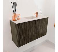 Mondiaz JOYA-DLUX 70cm meuble de salle de bains - couleur Shadow - Vasque FAYE position Milieu 1 trou de robinet couleur Meli. JYDLX70M2D1KShaMel