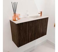 Mondiaz JOYA-DLUX 70cm meuble de salle de bains - couleur Walnut - Vasque FAYE position Droite 1 trou de robinet couleur Meli. JYDLX70R2D1KWalMel