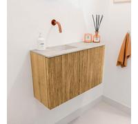 Mondiaz JOYA-DLUX 71.6cm meuble de salle de bains - arrondi droit couleur Chêne - Vasque FAYE position Gauche Sans trou de robinet couleur Ostra. JYDLX72RL2D0KOakOst